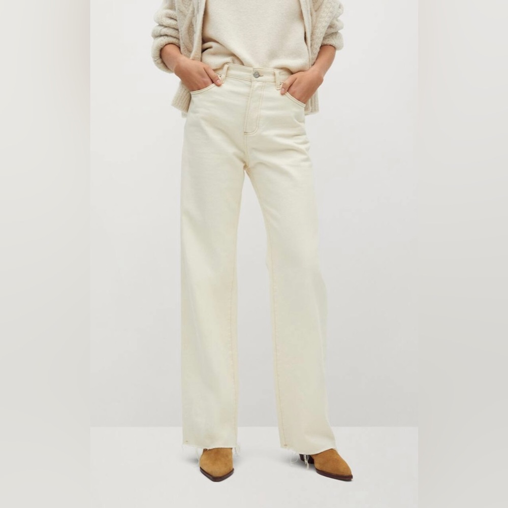 NEW MANGO High-waist wideleg jeans